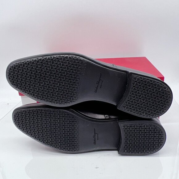 Salvatore Ferragamo Riley Men Dress Shoes Lace Up Oxfords Black Leather US 7.5 E - Picture 9 of 13